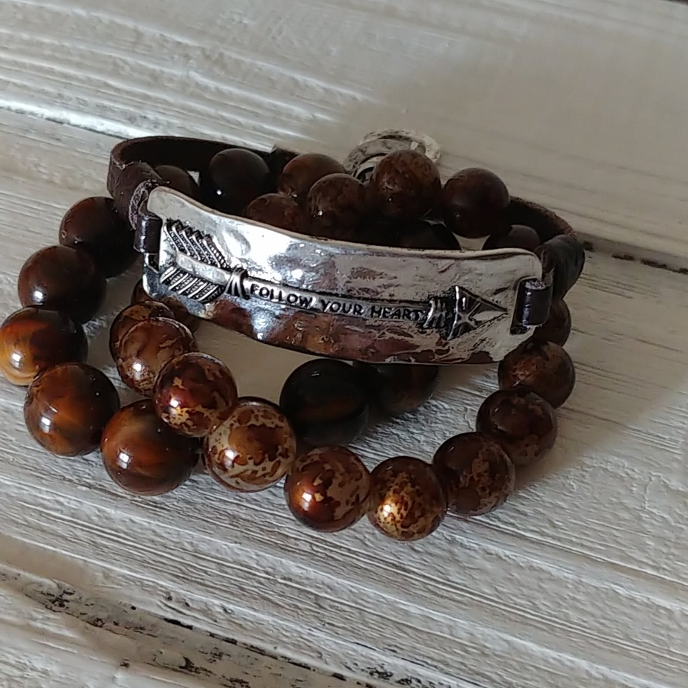 Rustic Follow Your Heart Bracelet Set